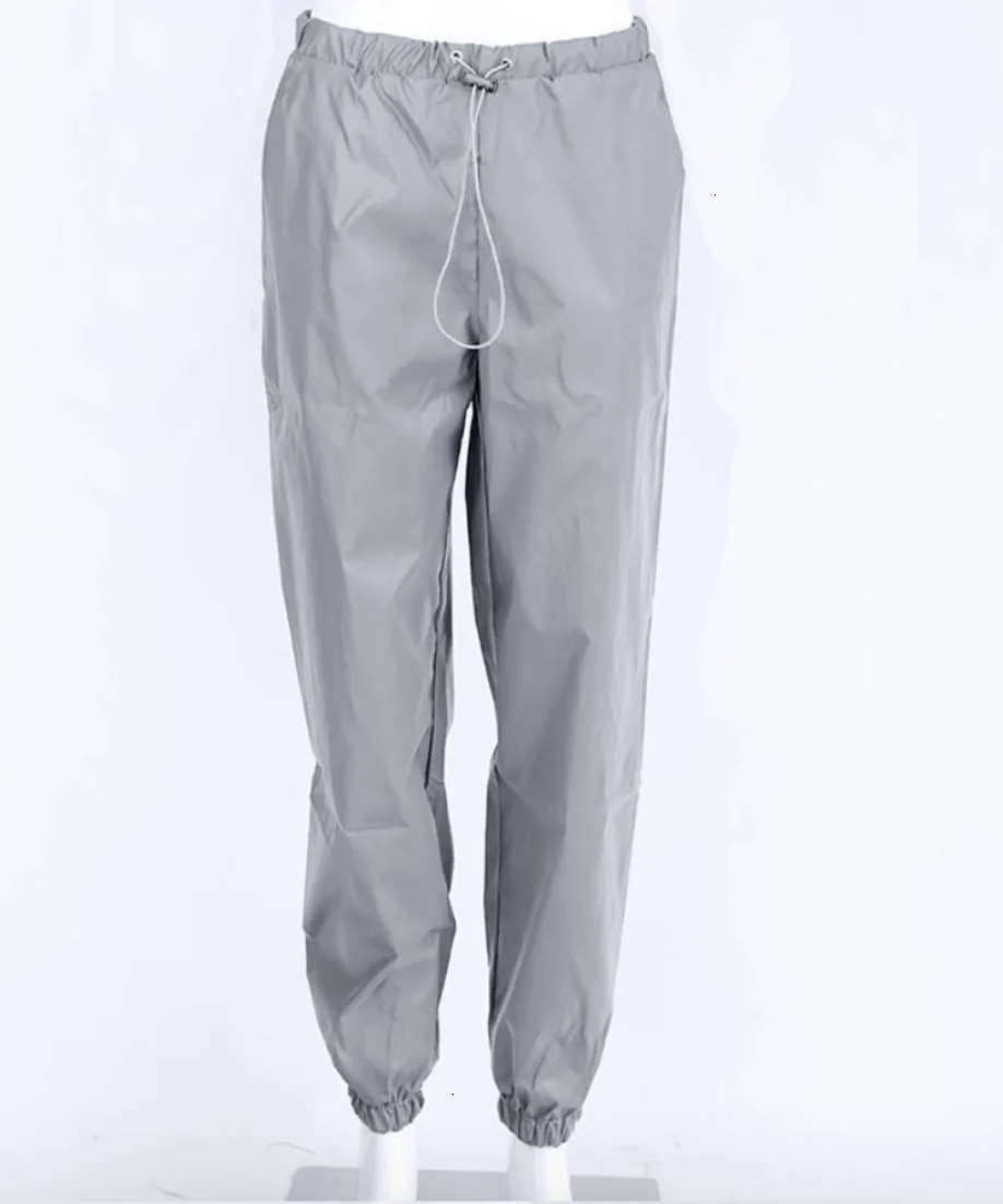 pants Женский спортивный костюм, комплект из 2 предметов, хип-хоп, светоотражающий укороченный топ, штаны, модная женская Свободная куртка на молнии, пальто, подходящие комплекты размера плюс - Цвет: pants