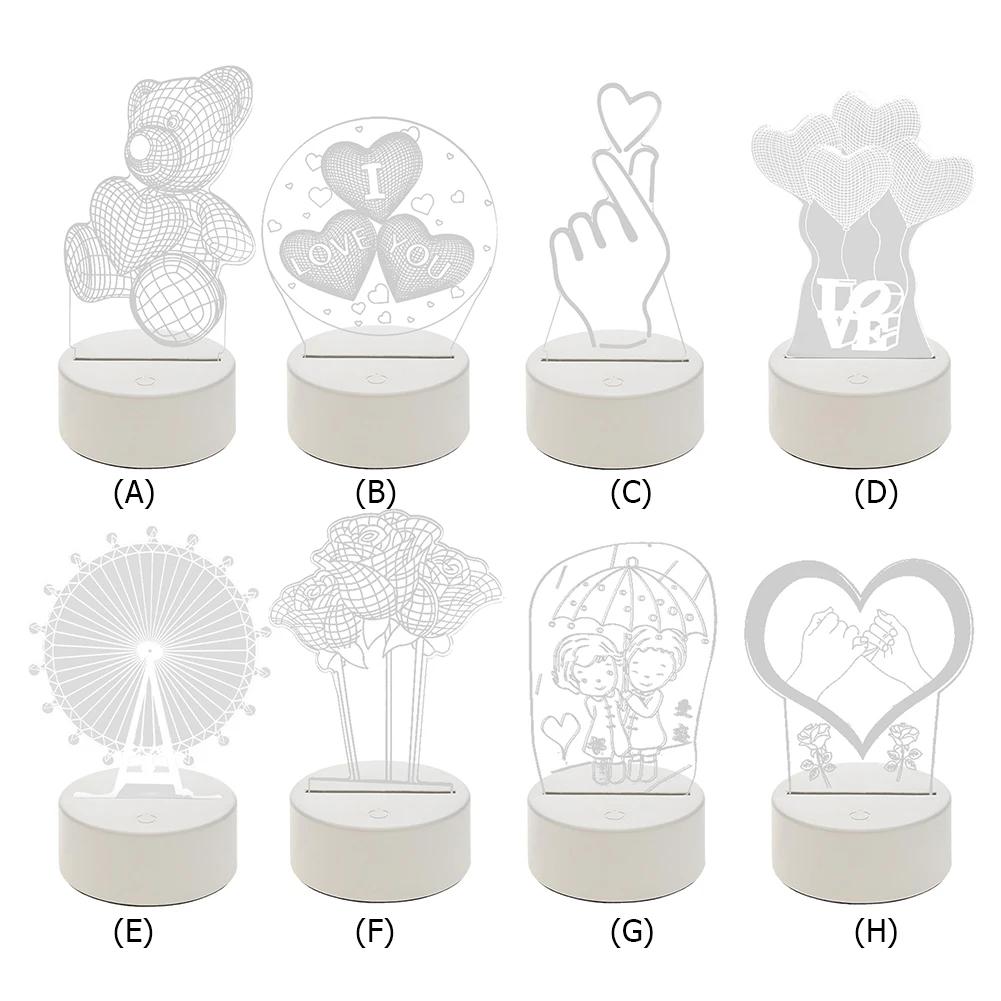 

USB Romantic Love 3D Lamp Heart-shaped Balloon Acrylic LED Night Light Decorative Desktop Lamp for Valentine Day Wife Gifts