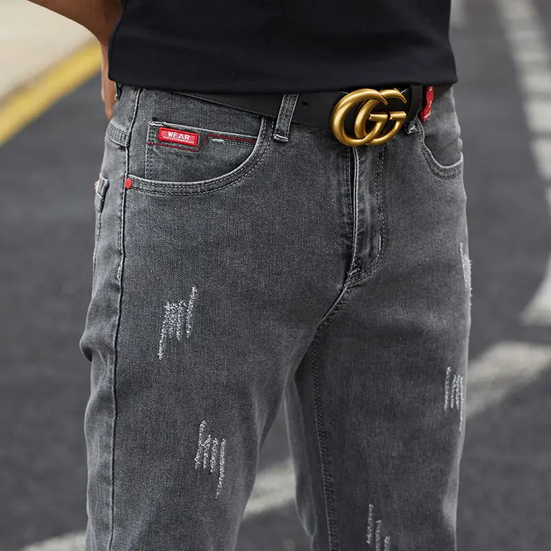 

Jeans men's casual spring and summer self-cultivation stretch feet straight Korean style trendy brand long pants thin section