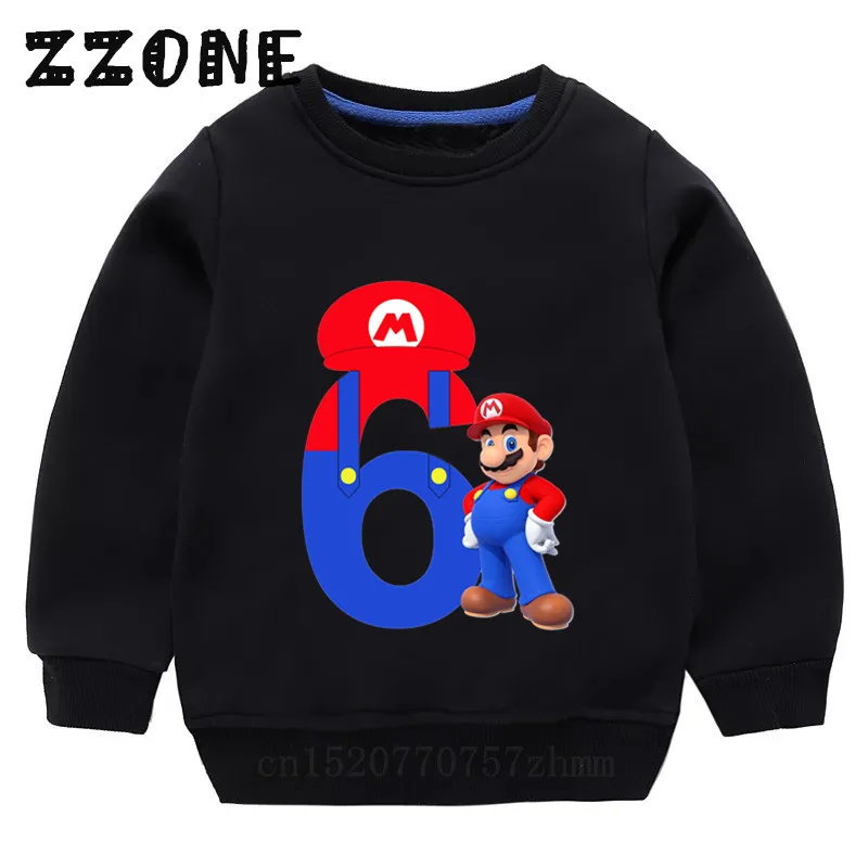 Детские толстовки детские милые с принтом Супер Марио и цифрой 5-8 хлопковый