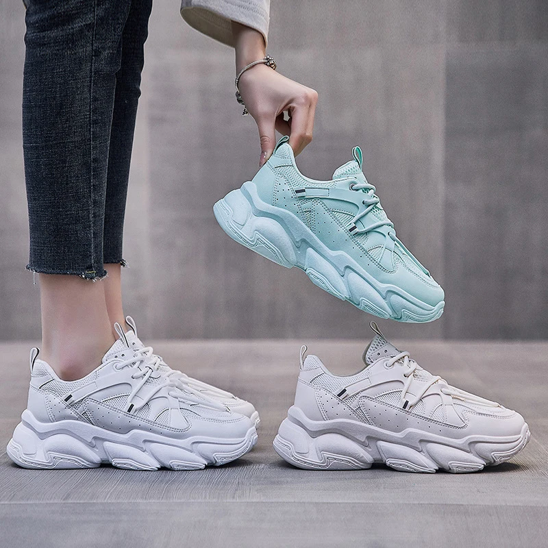 

Women Chunky Bottom Sneakers Ladies Original Comfortable Flats Female New Popular Breathable Solid Shoes Autumn 2021 Plus Size