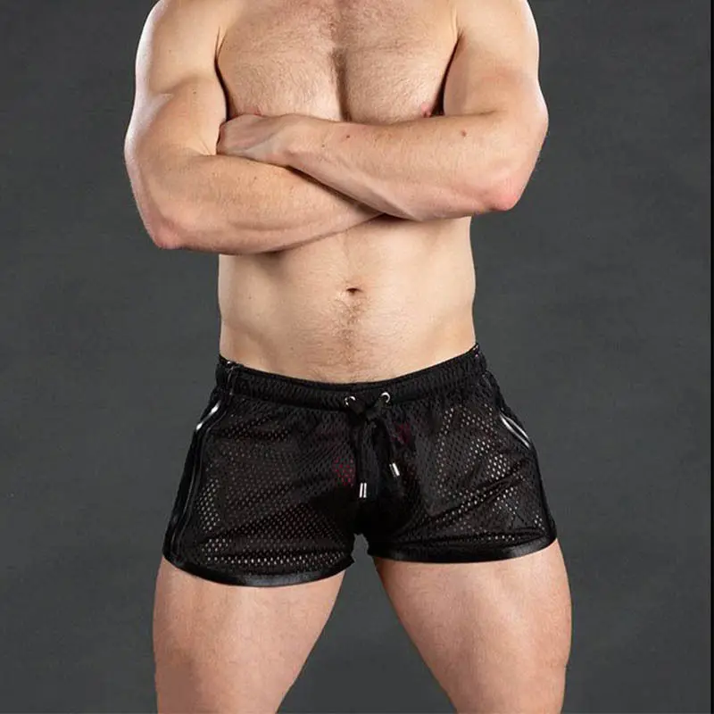 

Мужские однослойные тонкие спортивные шорты, мужские быстросохнущие дышащие сексуальные пляжные тренировочные штаны для отдыха и трениро...