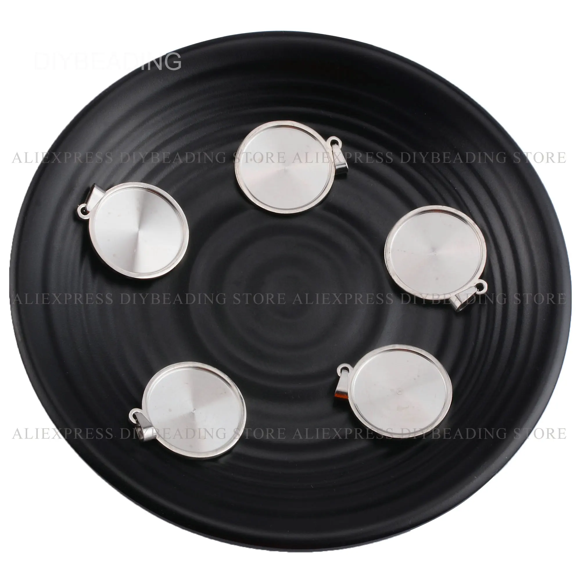

5-100 Pcs Round Bezel Settings Blanks/Cabochon Pendant Tray for Flat Back Stone/1 Inch Stainless Steel Pendant Bezel Cup Base