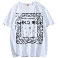 Vintage Bandana Printed Tshirt Men Summer Short Sleeve Cotton T Shirt Black White O Neck Casual Streetwear Hiphop 2022Top Tee