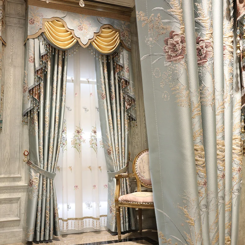 Европейские королевские аристократические тисненые жаккардовые шторы для