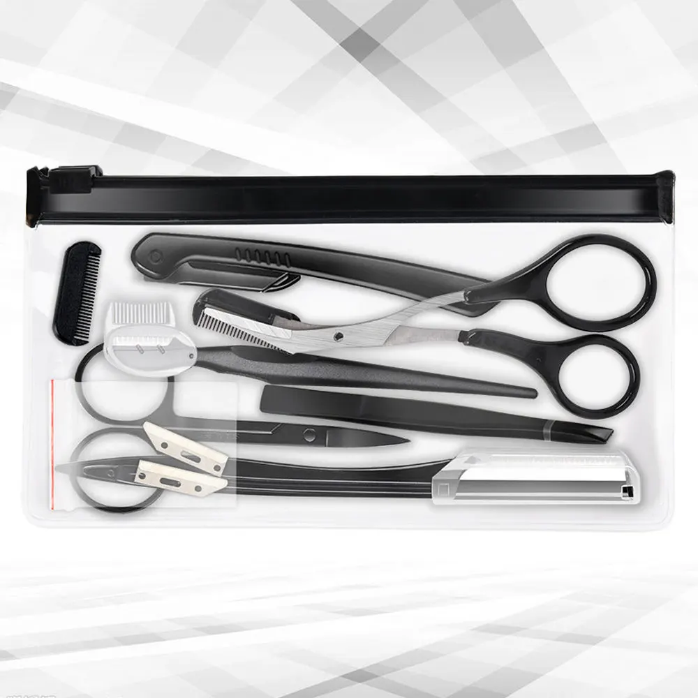 

9Pcs Stainless Steel Foldable Razor Trimming Set Comb Tweezers Shaper Makeup Tools