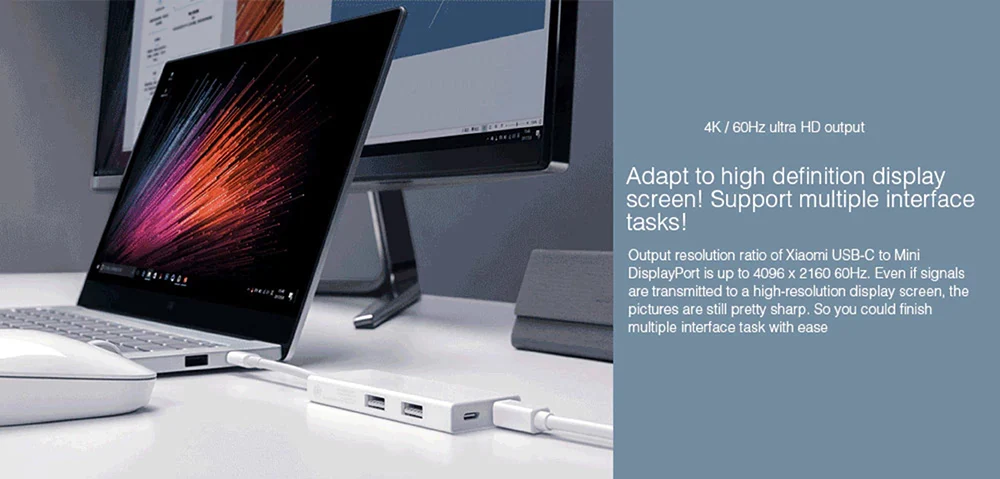 Xiaomi usb type-C к Mini DisplayPort адаптер 4K 60Hz USB-C к Mini DP3.0 конвертер быстрой зарядки для ноутбука Apple MacBook xiaomi