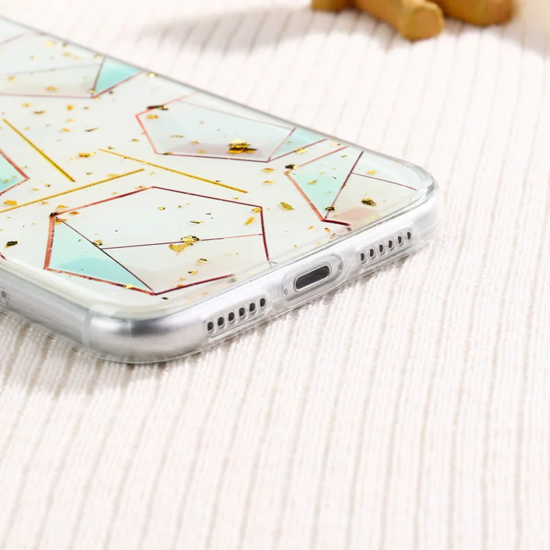 

Gold Foil Bling Flower Case For Iphone 12 11 Pro Case Fundas For Iphone11 XR SE 2020 XS Max X 7 8 Plus Mini 6 6S Geometry Cover