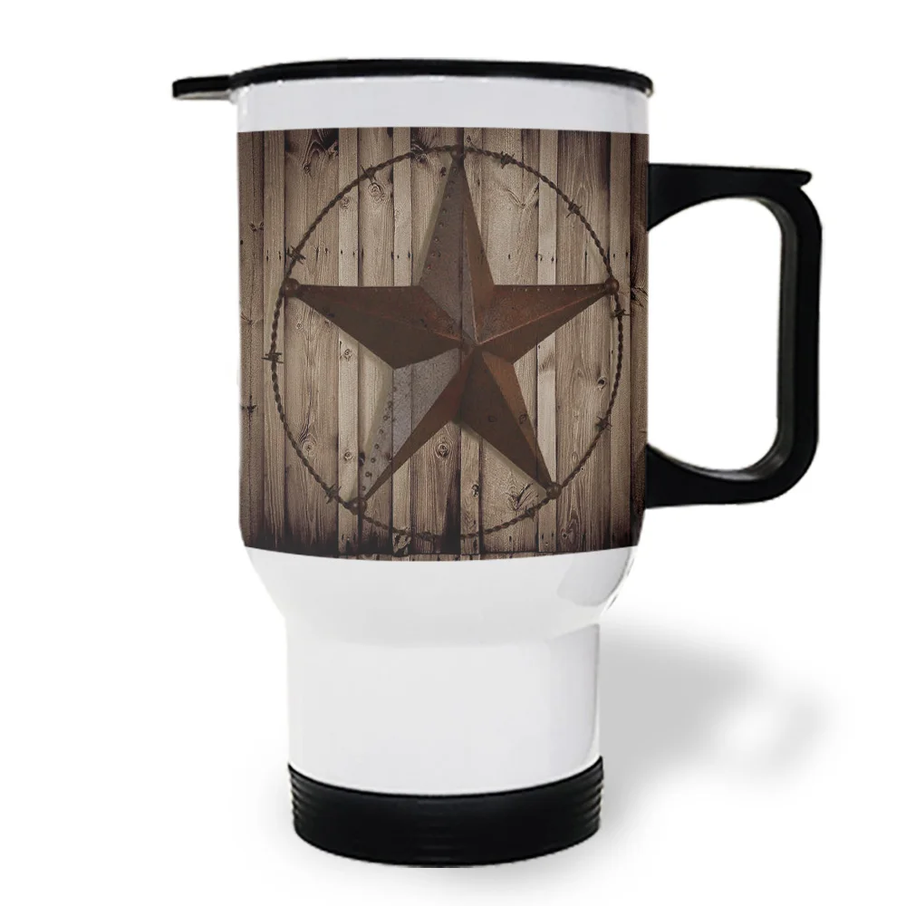 Ретро деревянный Западный Техас звезда кружка для кофе непроливающаяся Дорожные