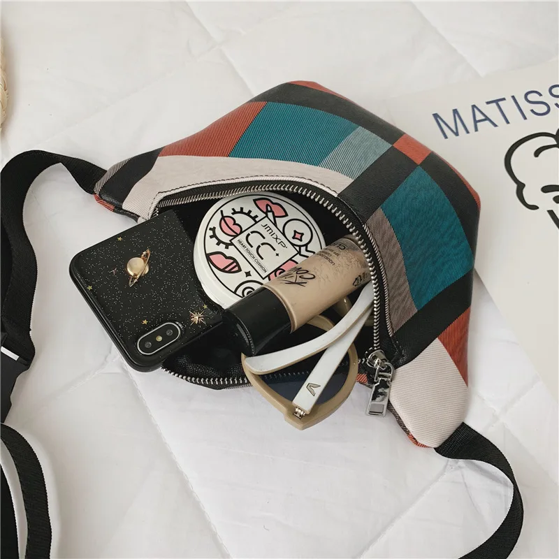 2019 Новый Модный комплект в клетку с поясом экокожа (полиуретан) один на плечо