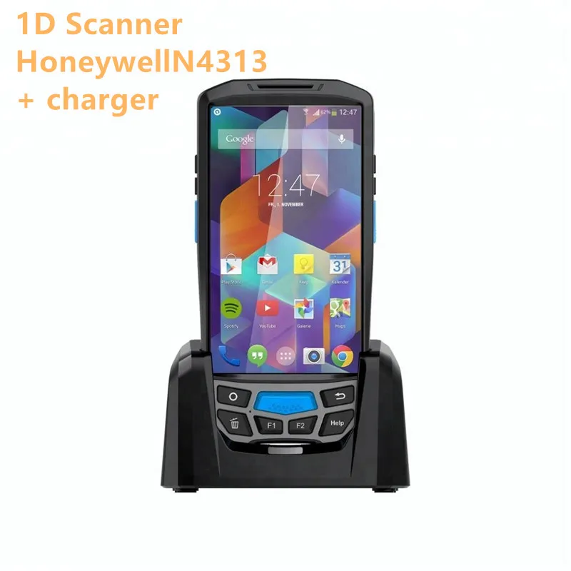1D 4313 charger Штрих-код PDA Android 7,0 сканер 5 дюймов экран Прочный Перевозчик инвентарь Honeywell 6603 qr-код 2D сканер штрих-кода PDA - Цвет: 1D 4313 charger