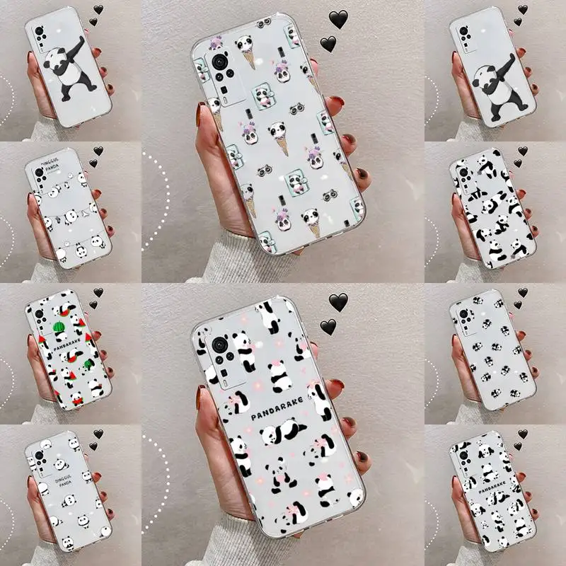 

Cute Cartoon panda Phone Case Transparent For VIVO S 9 7 6 IQOO NEO 7 5 3 Z3 Z1 X E pro Soft TPU Clear Mobile bags