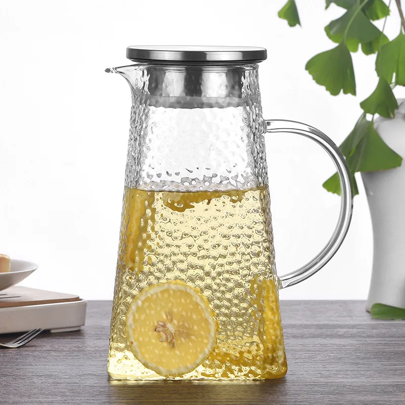 Soğuk cam su şişesi kavanoz su ısıtıcısı şeffaf büyük kapasiteli ısıya dayanıklı su kabı ile kolu demlik sürahi 1.2L.1.8L