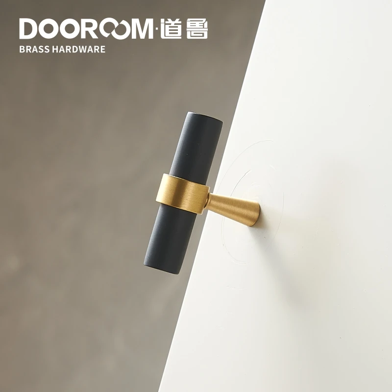Dooroom латунная фурнитура ручки Т-бар свет роскошный модный черный золотой шкаф комод для шкафов, ящиков тянет
