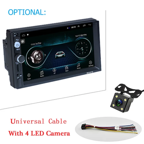 AMPrime 2din Авторадио Android автомобильный мультимедийный плеер 2 din универсальный gps Mirrorlink автомобильный Радио Wifi Bluetooth стерео аудио плеер - Цвет: With 4 Led camera