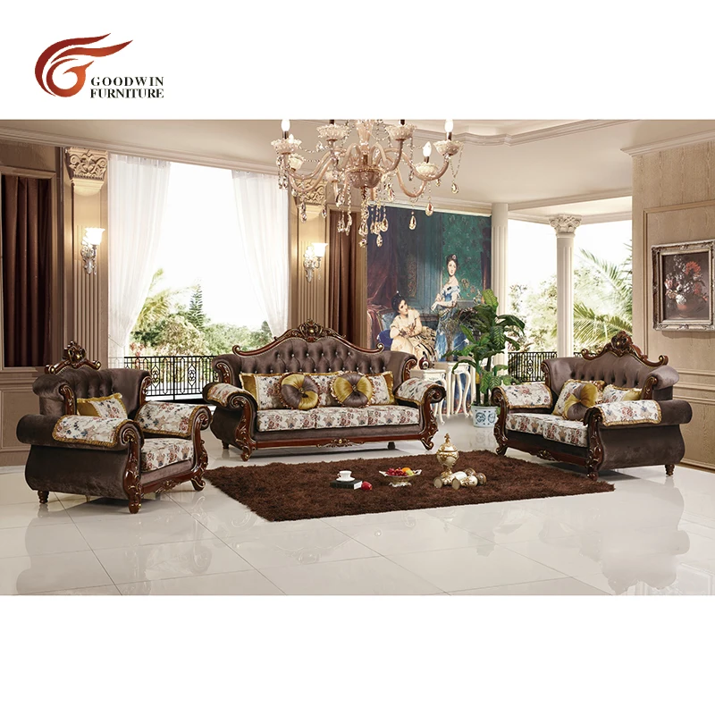 

Solid wood fabric cheap sofa set of couch living room WA535