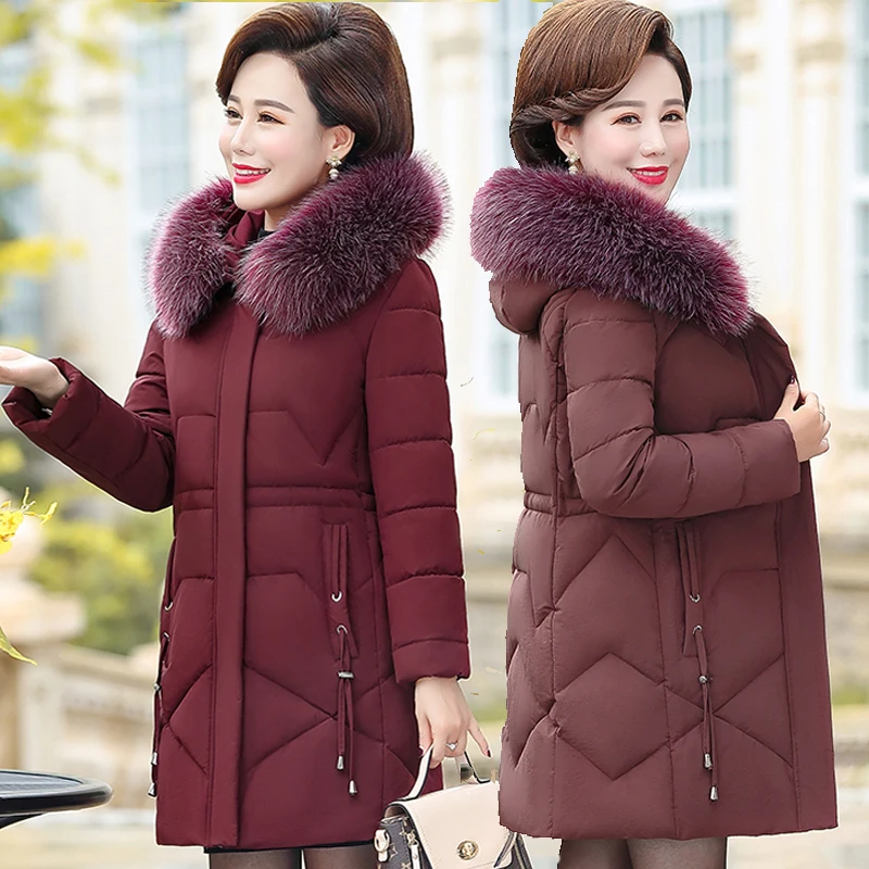 Ms. Зимняя куртка в середине длинного среднего возраста хлопковая женская