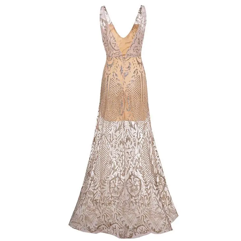 U SWEAR новое Золотое вечернее платье русалки с блестками Длинные вечерние платья