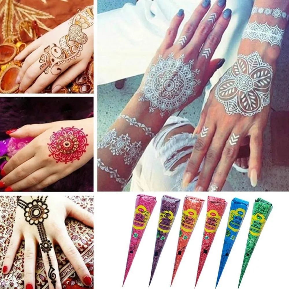 1pcs Mehndi Paste Cones Henna Tattoo Ink Mehndi Body Paint Natural Herbal Henna Cones Temporary Tattoo Body Art Sticker
