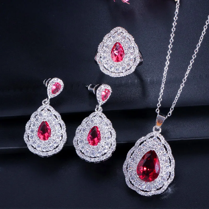 Серьги и ожерелье в виде ослепительной груши|3 piece jewelry sets|earrings and necklacefashion set |