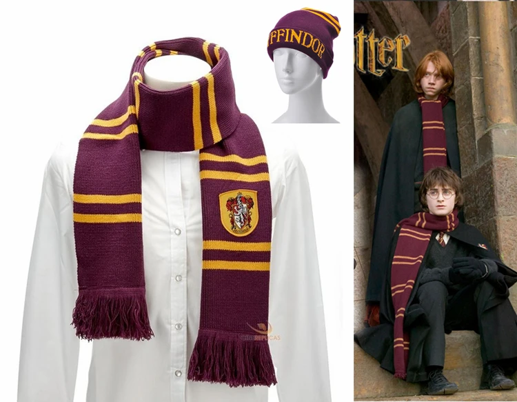 Хогвартс шарфы/шляпа/перчатки Гриффиндор/Слизерин/Hufflepuff/Ravenclaw поттер шарф шляпа сенсорные перчатки косплей подарок на Хэллоуин