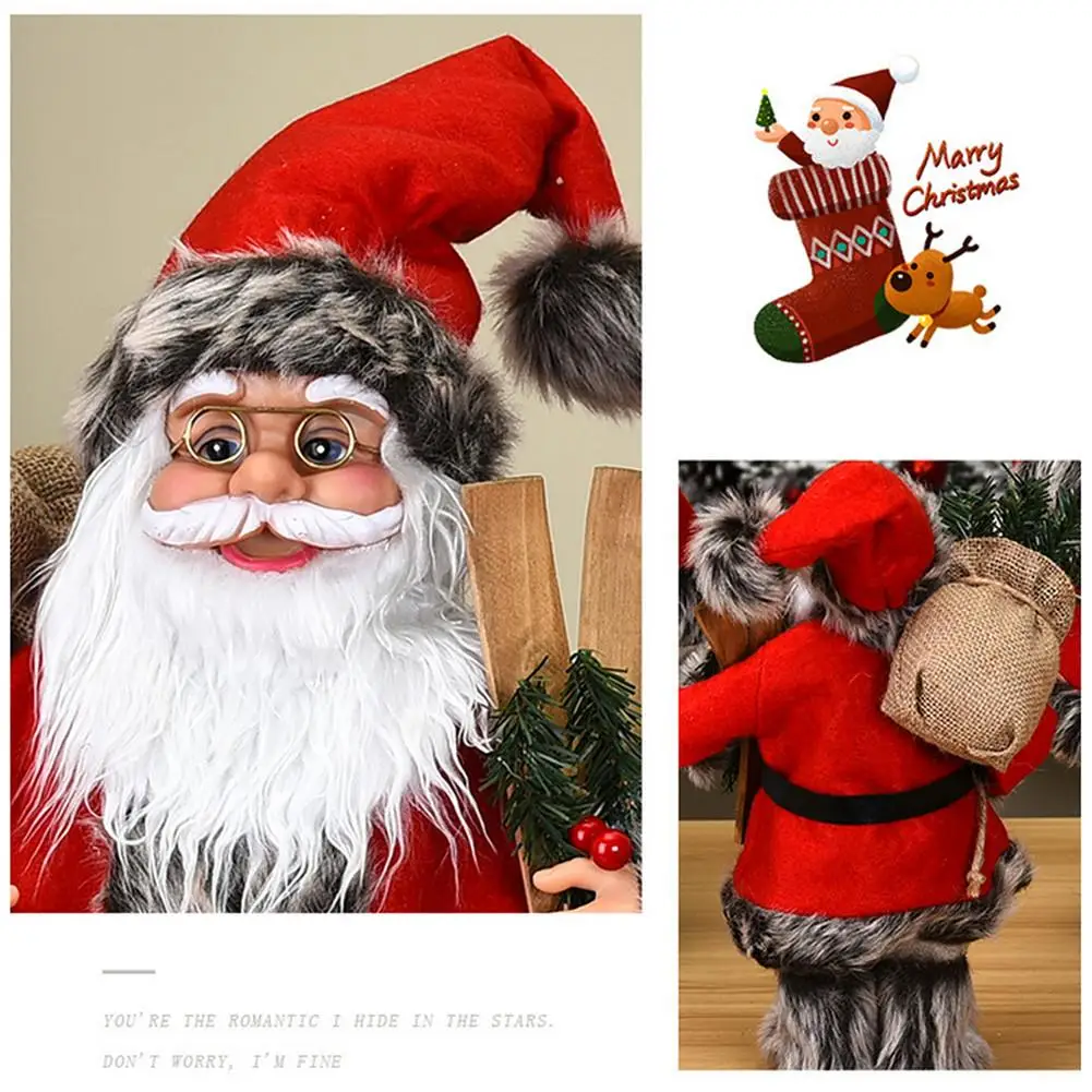 

Innovative Christmas Santa Claus Figurine Doll In Red Robe Ornament For Home Mall Decor