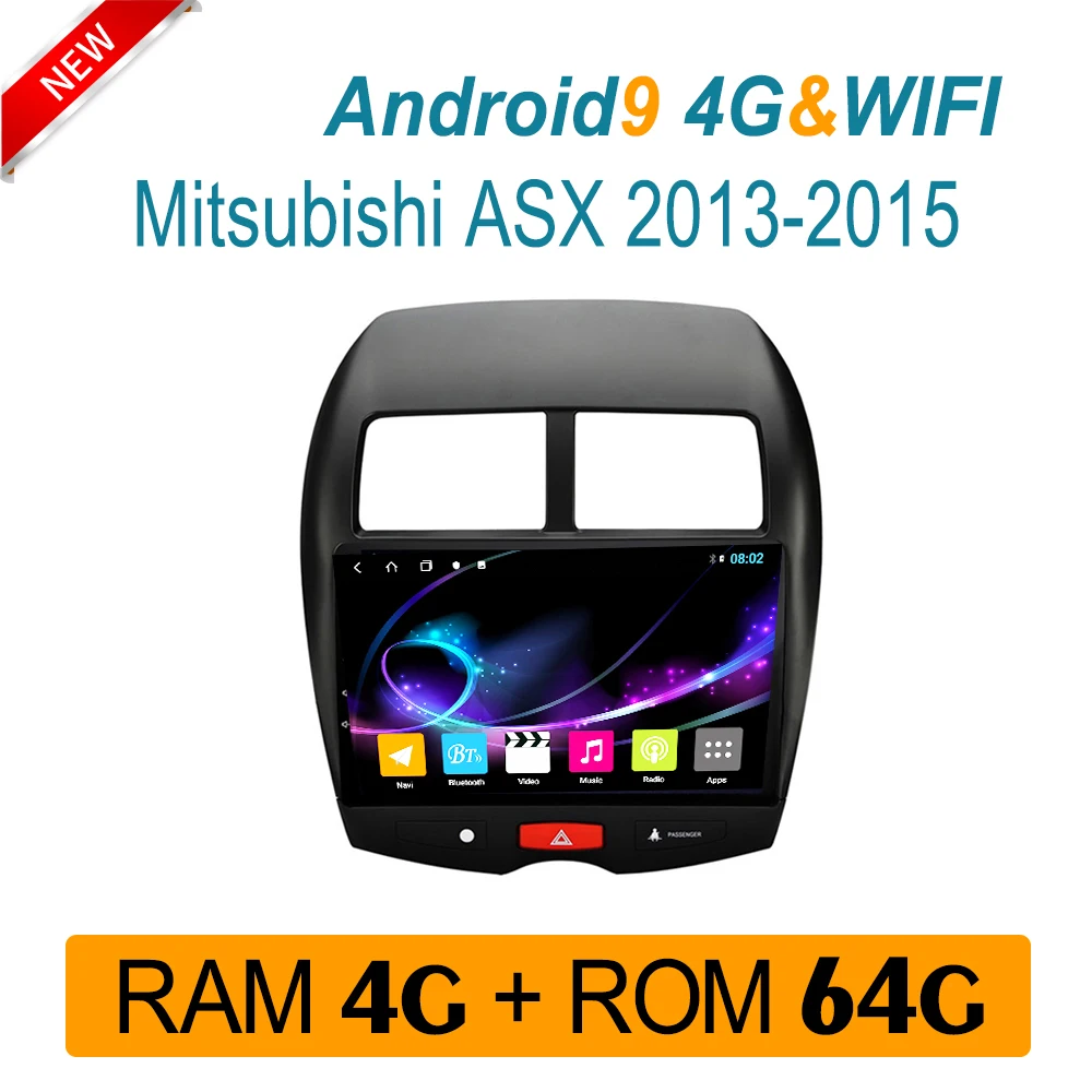 Мультимедийная система для Mitsubishi ASX 2013-2015 автомагнитола с радио DVD-плеером GPS RAM4G