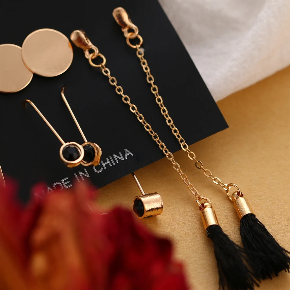 Женские винтажные серьги-подвески с геометрическим орнаментом серьги золотого