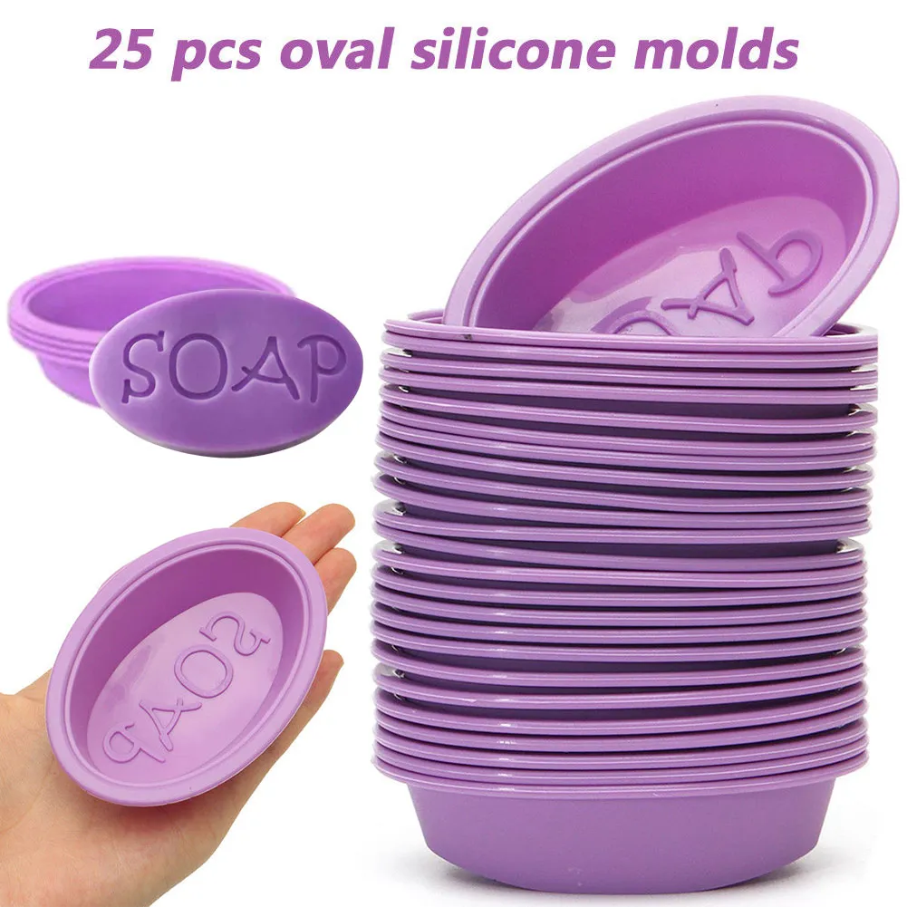 25pcs/set Silicone Oval Soap Molds Baking Mold Cupcake Liners Handmade Mould Diy Handmade Soap Form Tray Mould молды силиконовые