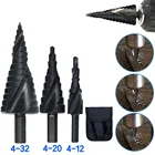 Набор ступенчатых Сверл из быстрорежущей стали с кобальтом, комплект из 3 насадок 4-32 мм, для металла, в виде спирали из азота, конуса, треугольника, хвостовика, открывателя отверстий