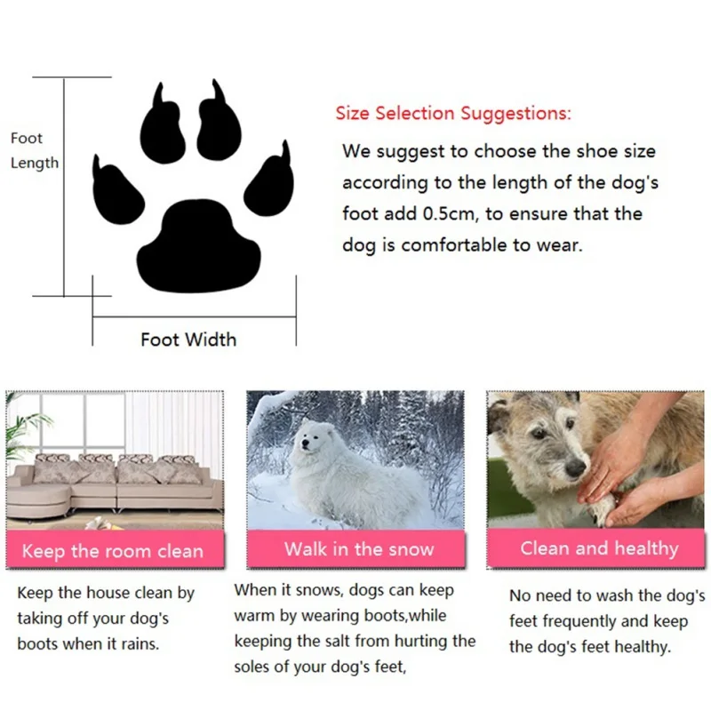 

Pet Dog Shoes Waterproof Snow Proof High Boots Rubber Sole Nonslip Warm Autumn Winter For Medium Large Dogs Shoes Supplies
