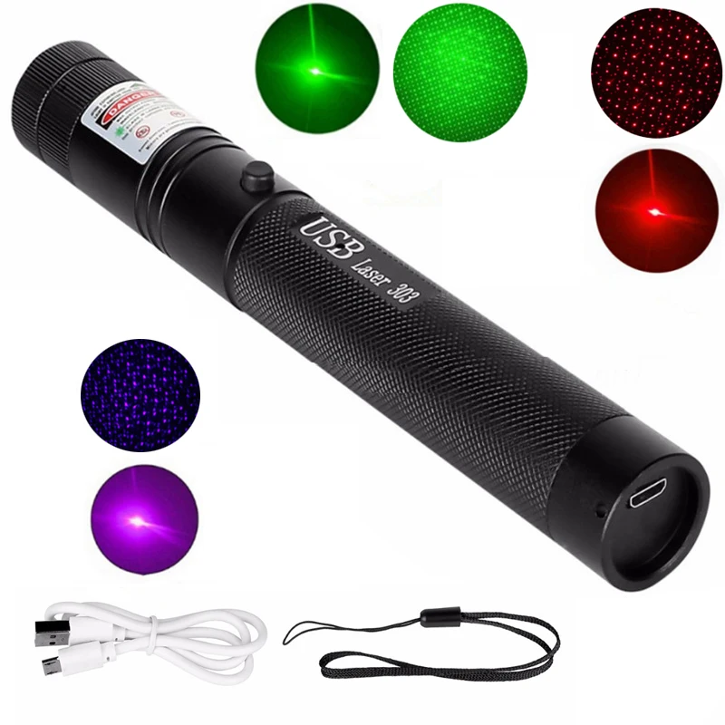 Высокая мощность перезаряжаемая зеленая USB лазерная указка красная 303