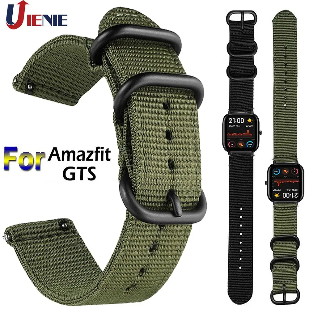

20mm Nylon Watchband Strap for Xiaomi Huami Amazfit GTS/Bip Lite Smart Watch Bracelet Band Sport Replacement Correa Wristband