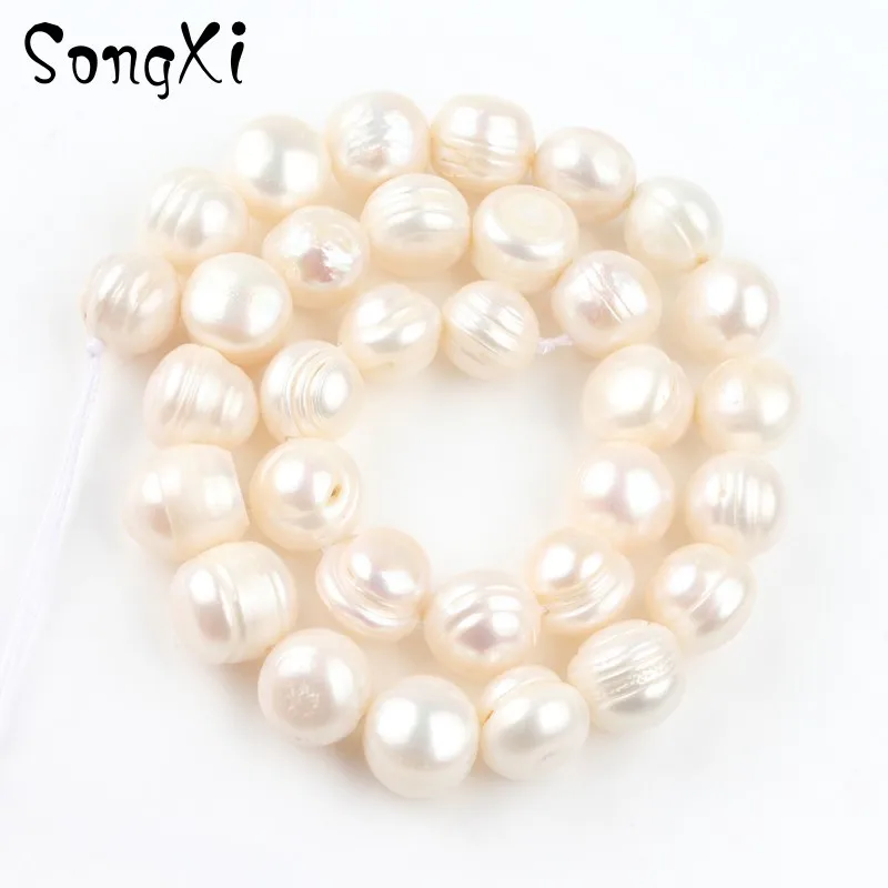 

12-13mm High Quality White Natural Freshwater Pearl Beads Diy Bracelet Necklace Handmade for Jewelry Making Accessories 15 Inch