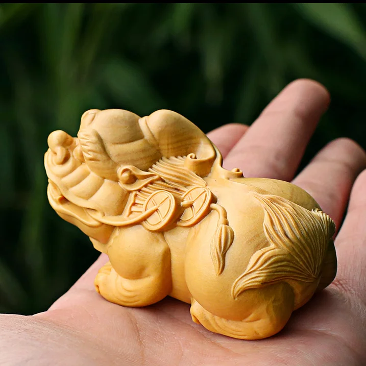 75 мм китайская коробка дерево ручной работы Pixiu Pi Xiu Rui чудовище монета богатства