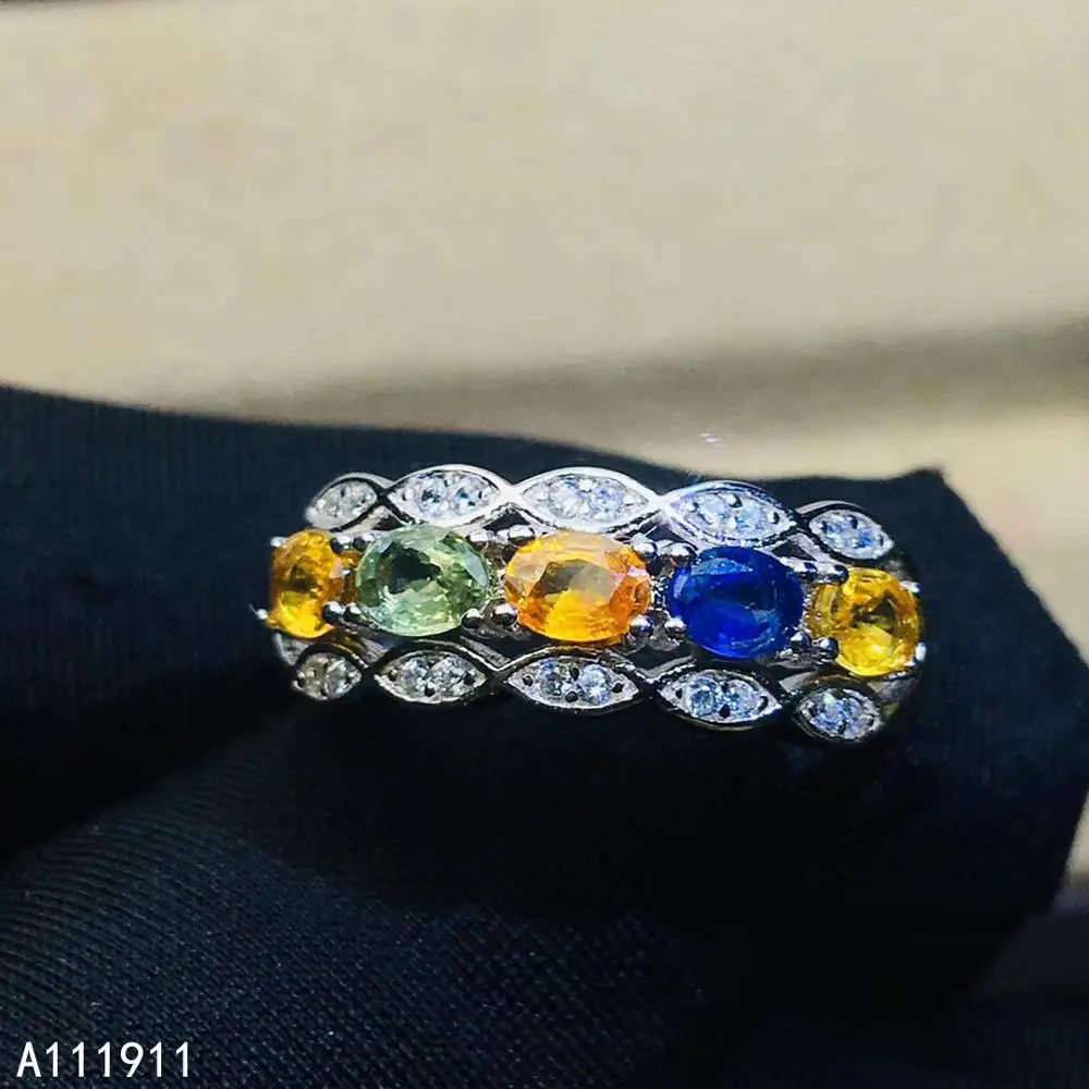 KJJEAXCMY fine jewelry 925 sterling silver inlaid Natural colored sapphire gemstone ring female popular support detection