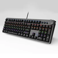 Wired Gaming Mechanical Keyboard with 104 Keys  Mixed Backlight  Black and Gray With Multi-Function Knobs French US Layout ES-RS