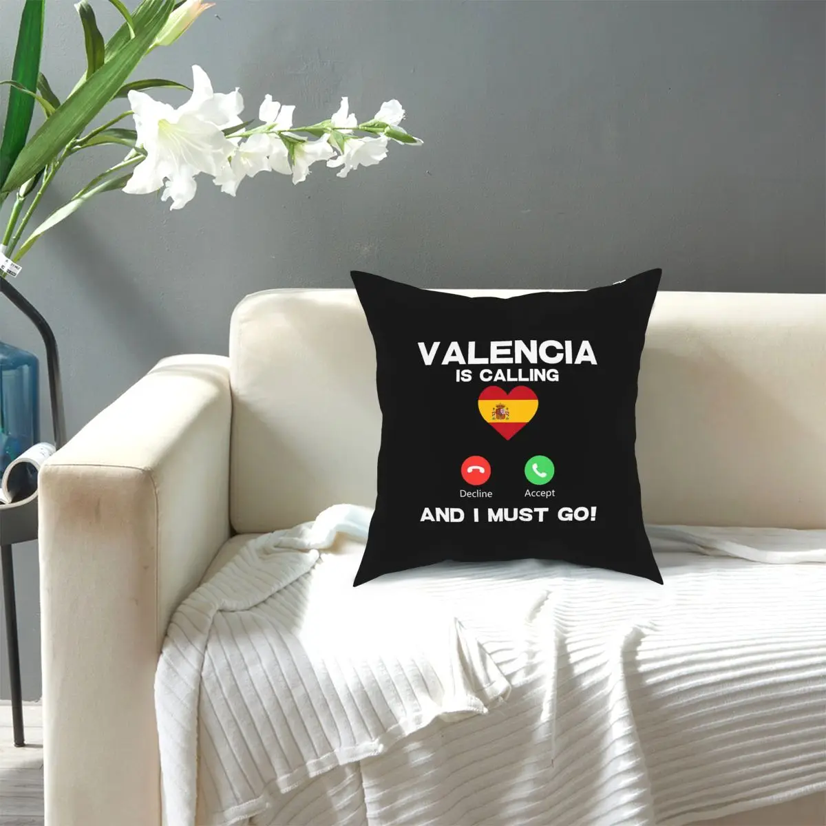 

Love Valencia Is Calling And I Must Go Travel To Spain Square Pillow Case Polyester Throw Pillow Customized Pillowcase