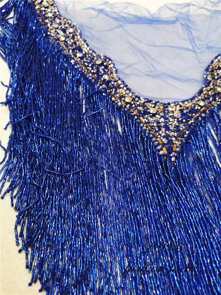 Небесно голубое золото кружевная отделка жемчужная лента коричная с бахромой