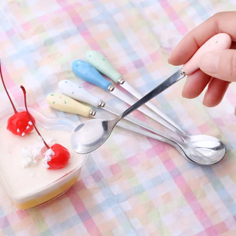 Креативная Милая ложка для смешивания кофе с цветами длинная из нержавеющей