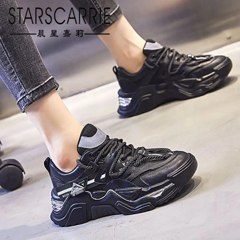 

Daddy shoes women's autumn 2021 new thick-soled increased casual women's shoes running all-match leather sneakers