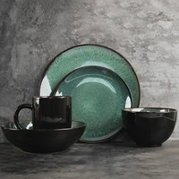 european style simple ceramic tableware set peacock pattern bowls and precious green noodle soup for household use