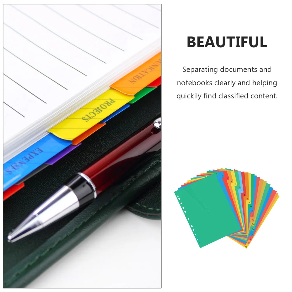 

20 Pages A4 Colorful Page Classified Lables Tab Dividers (Color Printed Number)