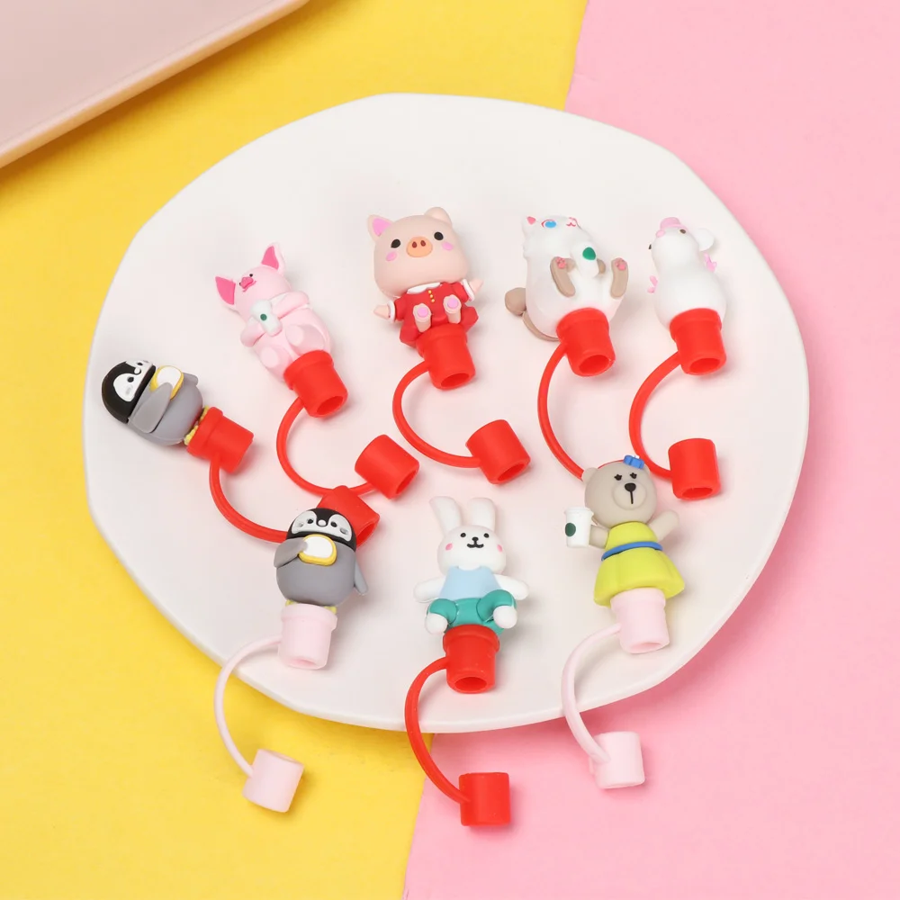 1PC Cute Reusable Silicone Straw Plug Creative Splash Proof Airtight Drinking Dust Cap Cartoon Plugs Cover Cup Accessories | Дом и сад