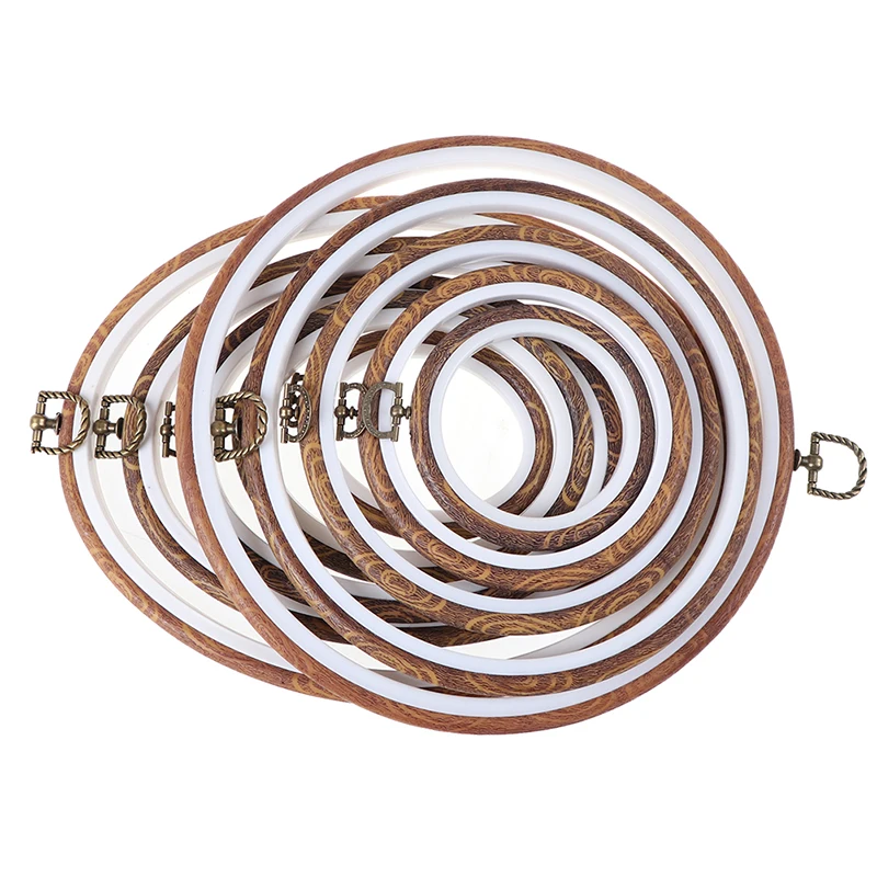 

Round Wooden Color Embroidery Hoops Frame Set Plastic Embroidery Hoop Rings For Cross Stitch Needle DIY Craft Sewing Tools