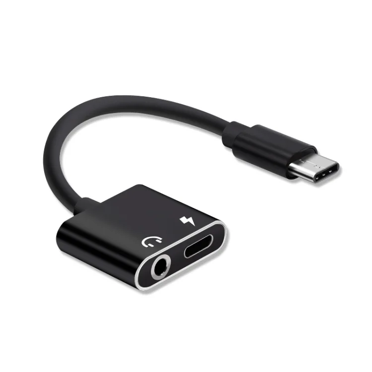 Черный Usb type C штекер 3,5 мм кабель переходника для наушников AUX аудио для Xiaomi Mi 6 huawei P20 mate 20 Pro type-C адаптер быстрой зарядки - Цвет: Черный