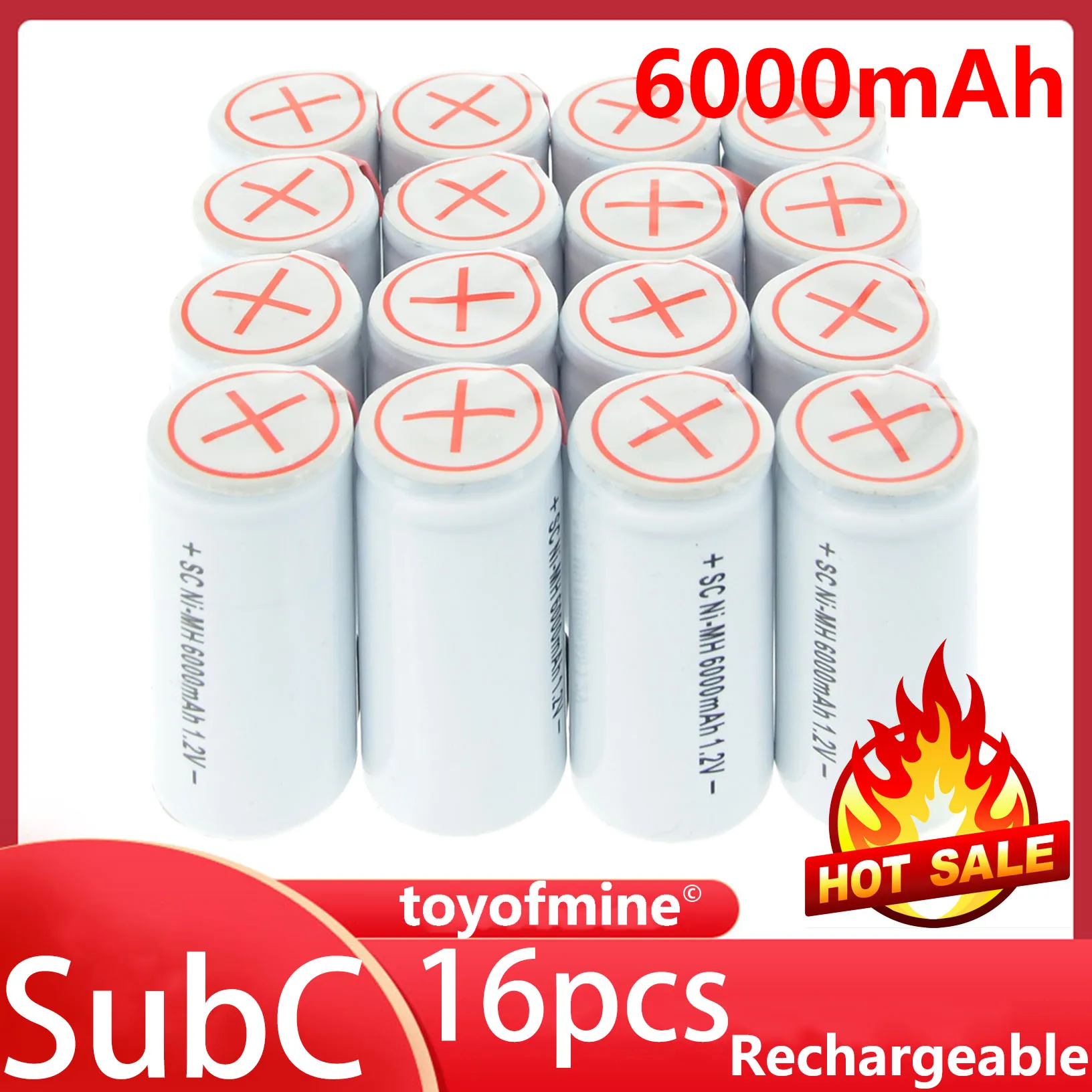 16x Sub C Ni MH белый цвет SubC С Tab 6000mAh 1 2 V перезаряжаемая батарея|Перезаряжаемые