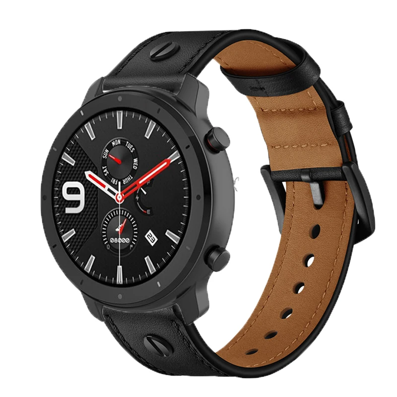 Смарт часы Huami Amazfit GTR 47 мм для xiaomi amazfit stratos 2 2s кожаный ремешок 22 спортивный