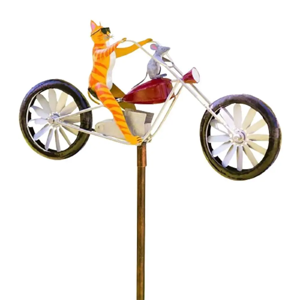 

Wind Spinner Animal Riding Bike with Motorcycle Ornament Garden Decor Charm Gardon Funny Decoration