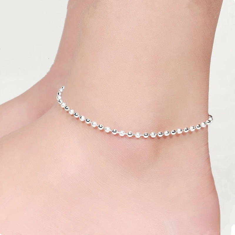 Браслеты на ногу женские из серебра 925 пробы с круглой бусиной|Анклеты| |